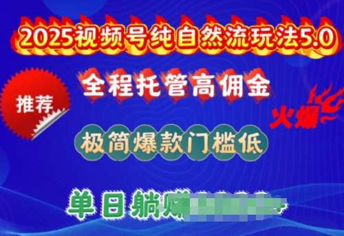 2025视频号纯自然流玩法5.0，全程托管高佣金，极简爆款门槛低，单日收益多张【揭秘】-赛德副业库