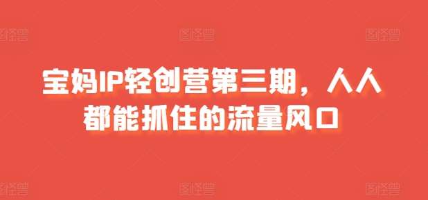 宝妈IP轻创营第三期，人人都能抓住的流量风口-赛德副业库