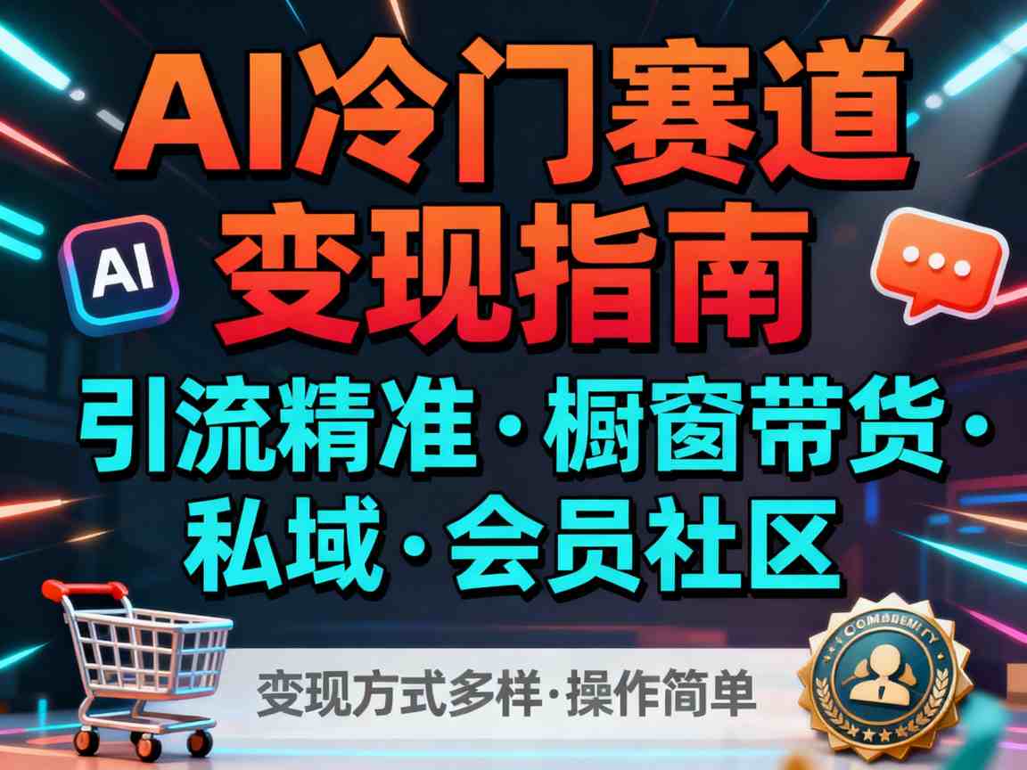AI冷门赛道，引流精准，橱窗带货+私域+会员社区，变现方式多样，操作简单-赛德副业库