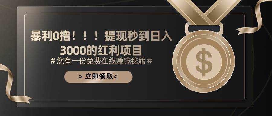 （11946期）暴利0撸！！！提现秒到日入3000的红利项目-赛德副业库