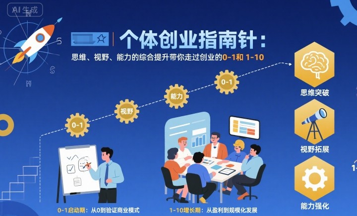 个体创业指南针，思维、视野、能力的综合提升带你走过创业的0-1和1-10【音频】-赛德副业库