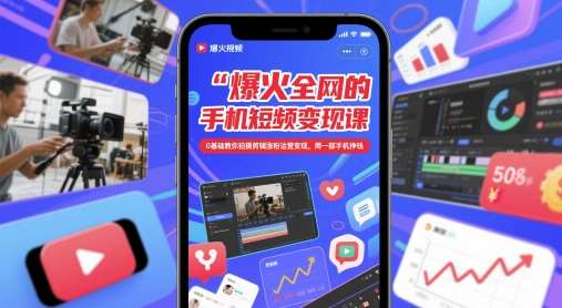 爆火全网的手机短视频变现课，0基础教你拍摄剪辑涨粉运营变现，用一部手机挣钱-赛德副业库