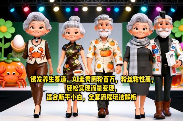银发养生赛道，AI走秀圈粉百万，粉丝粘性高，轻松实现流量变现，适合新手小白，全套流程玩法解析-赛德副业库