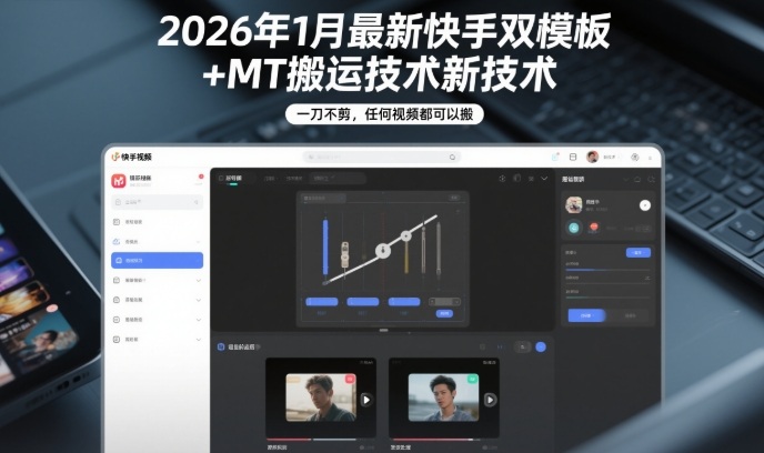2026年1月最新快手双模板+MT搬运技术,一刀不剪,任何视频都可以搬-赛德副业库