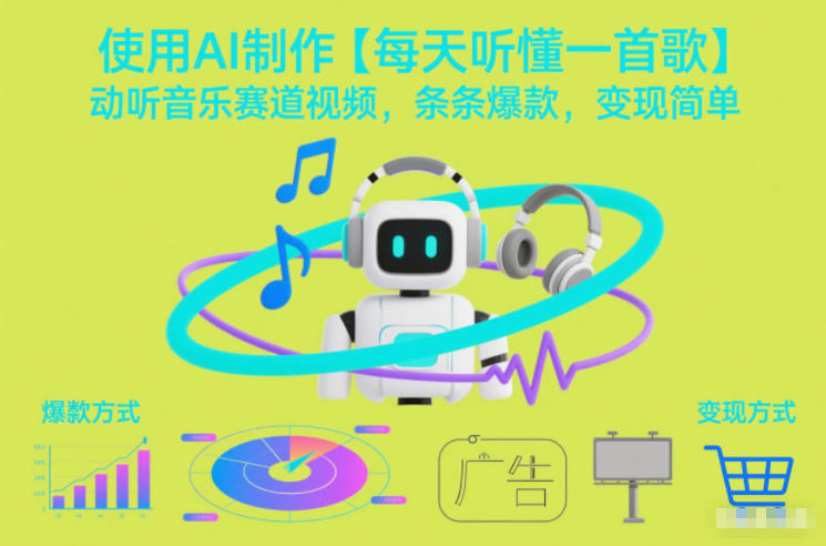 使用AI制作【每天听懂一首歌】动听音乐赛道视频，条条爆款，变现简单-赛德副业库