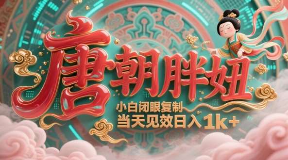 用AI克隆“唐朝胖妞”日更3条，平台疯狂推流，小白闭眼复制，当天见效，日入1k+-赛德副业库