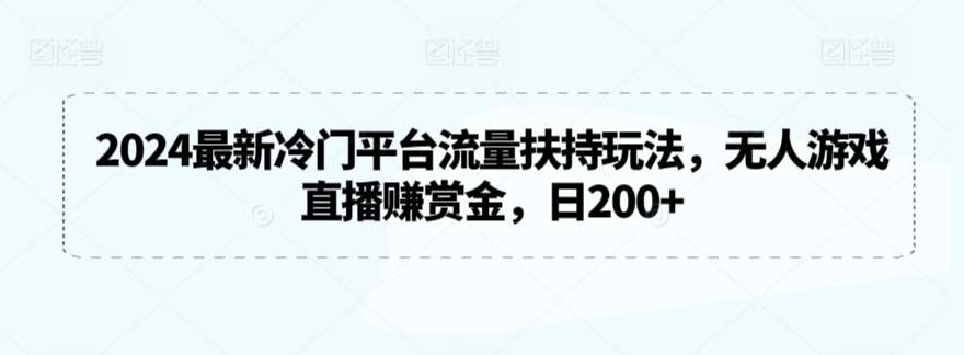 2024最新冷门平台流量扶持玩法，无人游戏直播赚赏金，日200+【揭秘】-赛德副业库