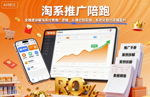 淘系推广陪跑，全维度讲解淘系付费推广逻辑，从理论到实操，系统化助力店铺盈利-赛德副业库