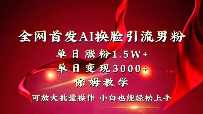 （8507期）全网独创首发AI换脸引流男粉单日涨粉1.5W+变现3000+小白也能上手快速拿结果-赛德副业库