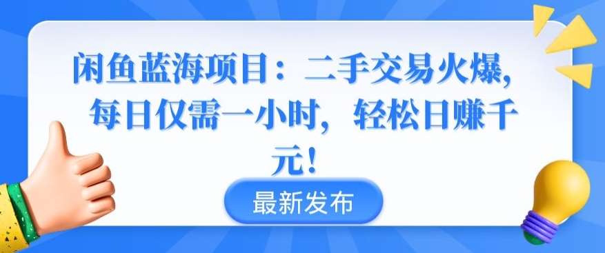 闲鱼蓝海项目：二手交易火爆，每日仅需一小时，轻松日赚千元【揭秘】-赛德副业库