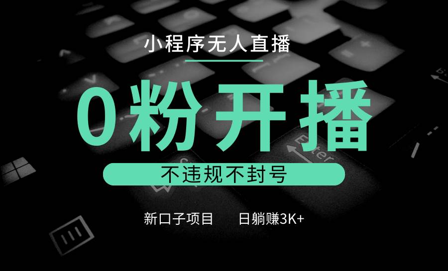 小程序无人直播，0粉开播，不违规不封号，新口子项目，小白日躺赚3K+-赛德副业库