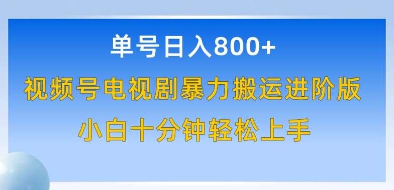 单号日赚800+,视频号电视剧暴力搬运进阶版,100%过原创,小白十分钟也能轻松入手【揭秘】-赛德副业库