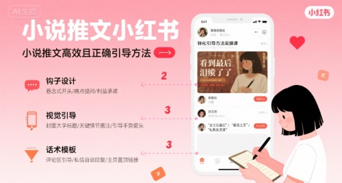 小说推文小红书高转化引导方法实操课,小说推文高效且正确引导方法-赛德副业库