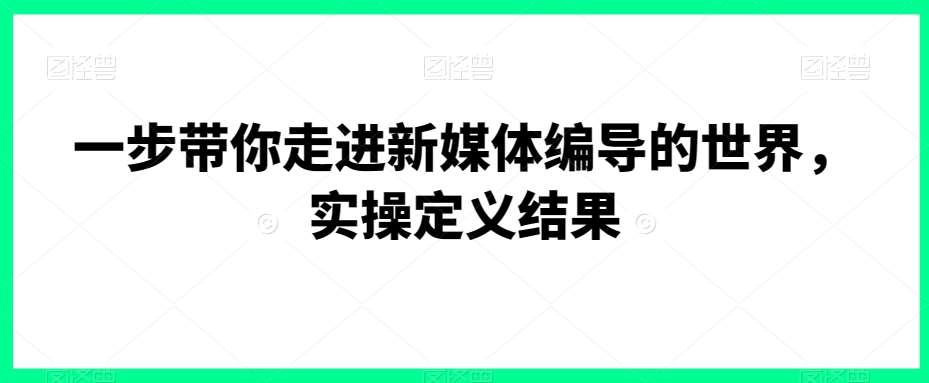 一步带你走进新媒体编导的世界,实操定义结果-赛德副业库