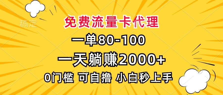 （13551期）一单80，免费流量卡代理，一天躺赚2000+，0门槛，小白也能轻松上手-赛德副业库