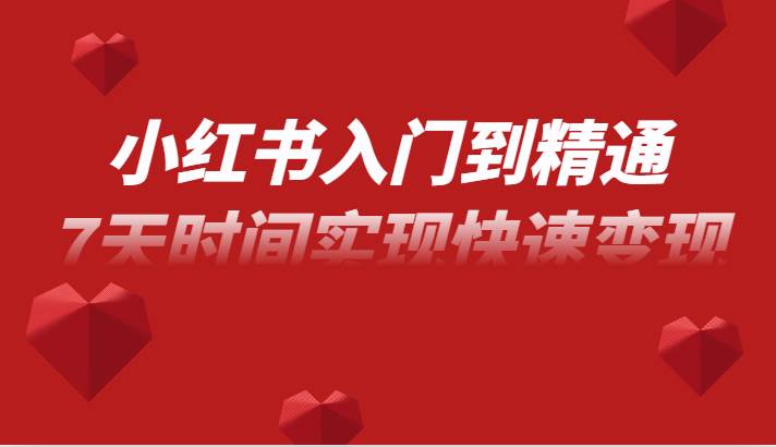小红书入门到精通课，无货源电商实操运营，7天时间实现快速变现-赛德副业库
