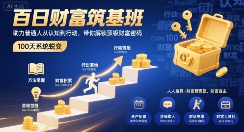 百日财富筑基班，助力普通人从认知到行动，带你解锁顶级财富密码-赛德副业库