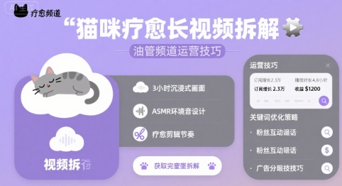 猫咪疗愈长视频拆解 &油管频道运营技巧-赛德副业库