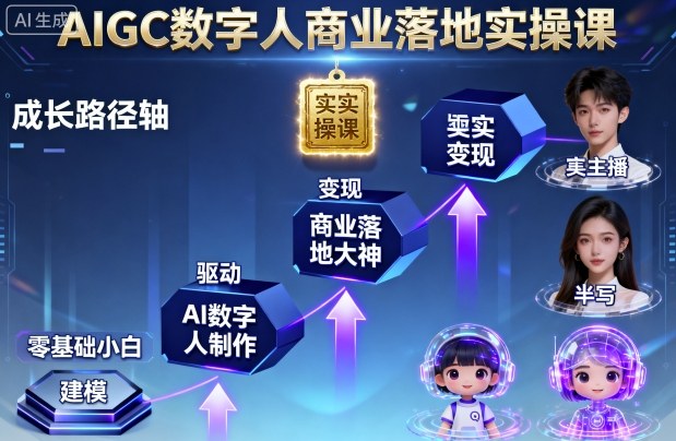 AIGC数字人商业落地实操课，从零基础小白到AI数字人大神-赛德副业库