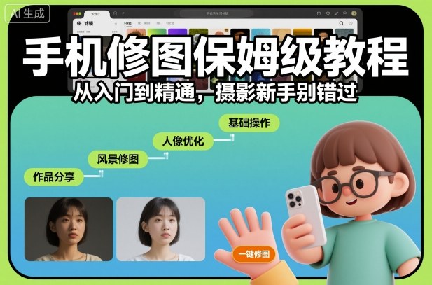 手机修图保姆级教程，从入门到精通，摄影新手别错过-赛德副业库