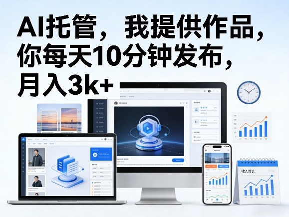 公众号AI托管，我提供作品，你每天10分钟发布，月入3k+【揭秘】-赛德副业库