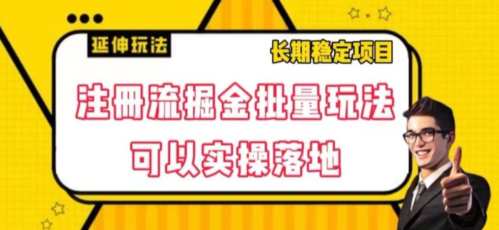 注册流掘金批量玩法，可以实操落地【揭秘】-赛德副业库