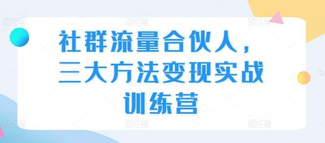 社群流量合伙人，三大方法变现实战训练营-赛德副业库