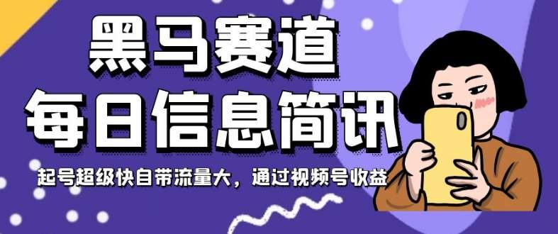 黑马赛道每日信息简讯，起号超级快自带流量大，通过视频号收益【揭秘】-赛德副业库