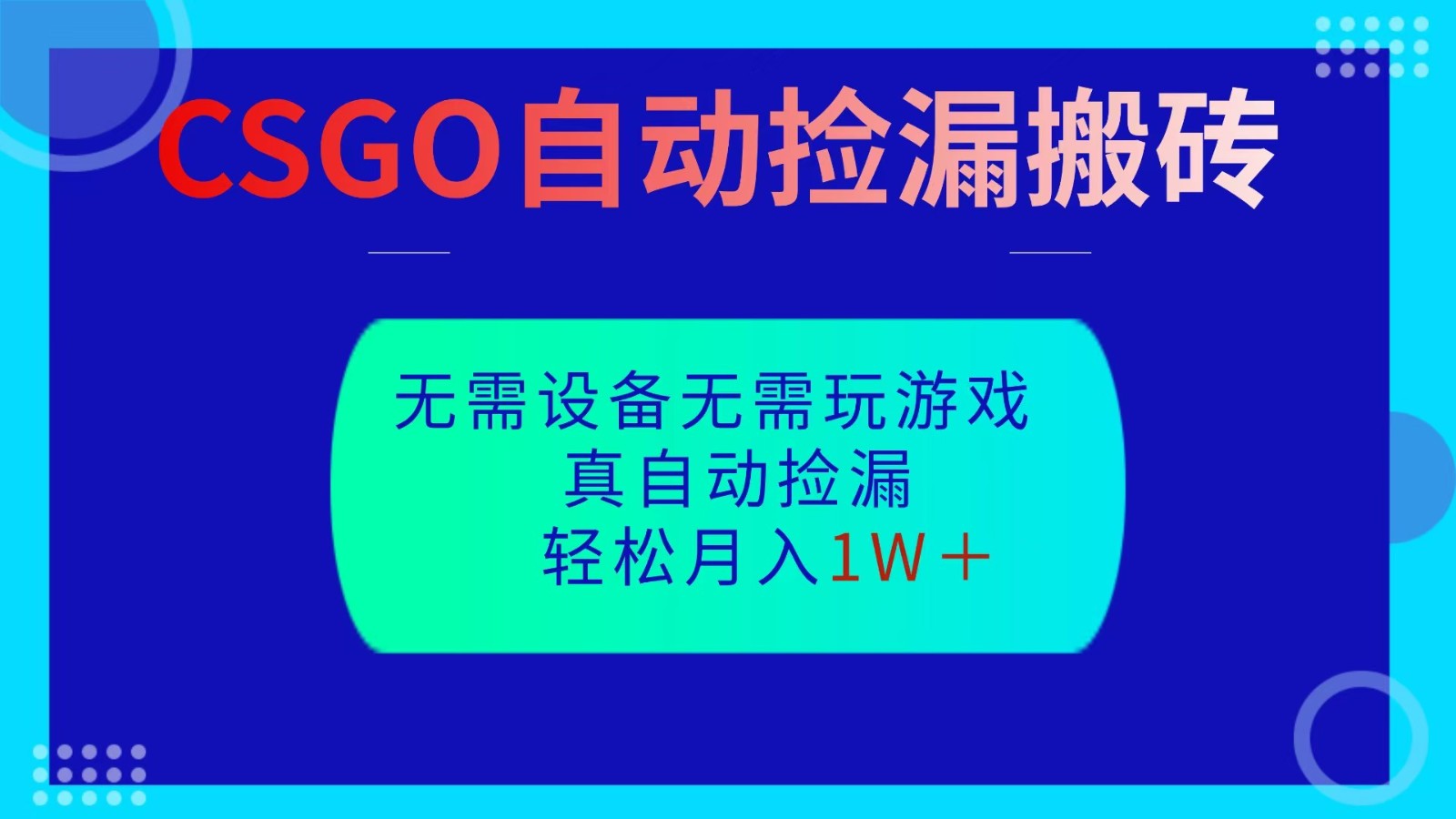 CSGO自动捡漏搬砖，当天操作当天见结果，无需了解游戏，包教包会包落地-赛德副业库