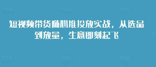 短视频带货随心推投放实战，从选品到放量，生意即刻起飞-赛德副业库