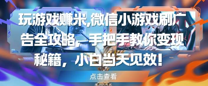 玩游戏挣米，微信小游戏刷广告全攻略，手把手教你变现秘籍，小白当天见效-赛德副业库