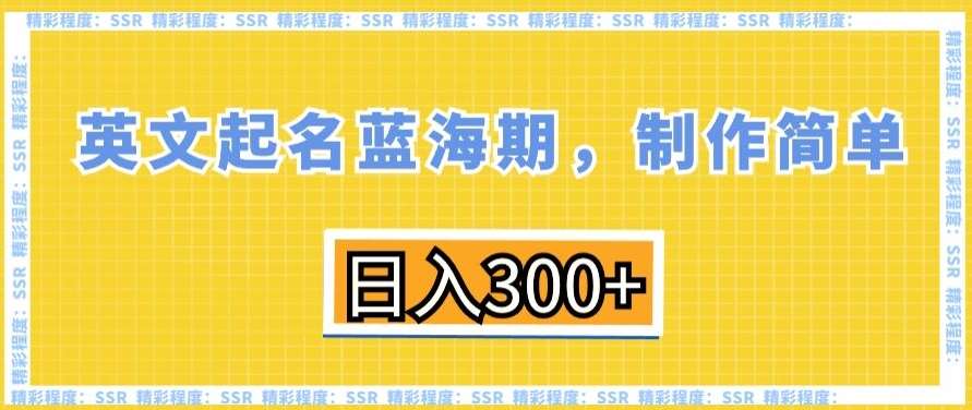 英文起名蓝海期，制作简单，日入300+【揭秘】-赛德副业库