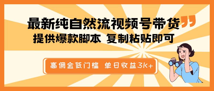 最新纯自然流视频号带货，提供爆款脚本简单 复制粘贴即可，高佣金低门槛，单日收益3K+-赛德副业库