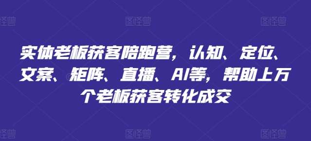 实体老板获客陪跑营，认知、定位、文案、矩阵、直播、AI等，帮助上万个老板获客转化成交-赛德副业库