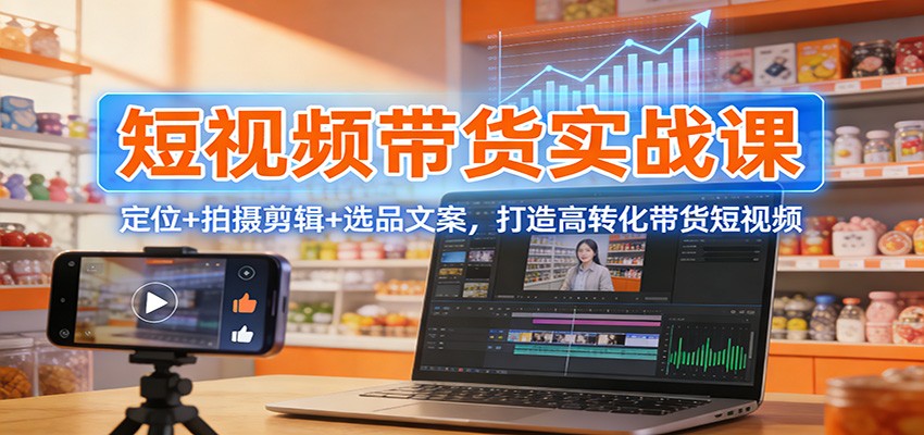 短视频带货实战课：定位+拍摄剪辑+选品文案，打造高转化带货短视频-赛德副业库