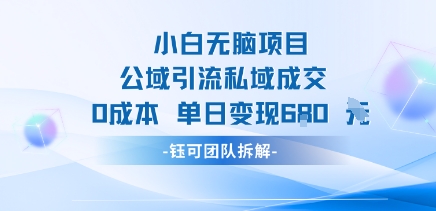 小白无脑项目公域引流私域成交0成本单日变现680米-赛德副业库