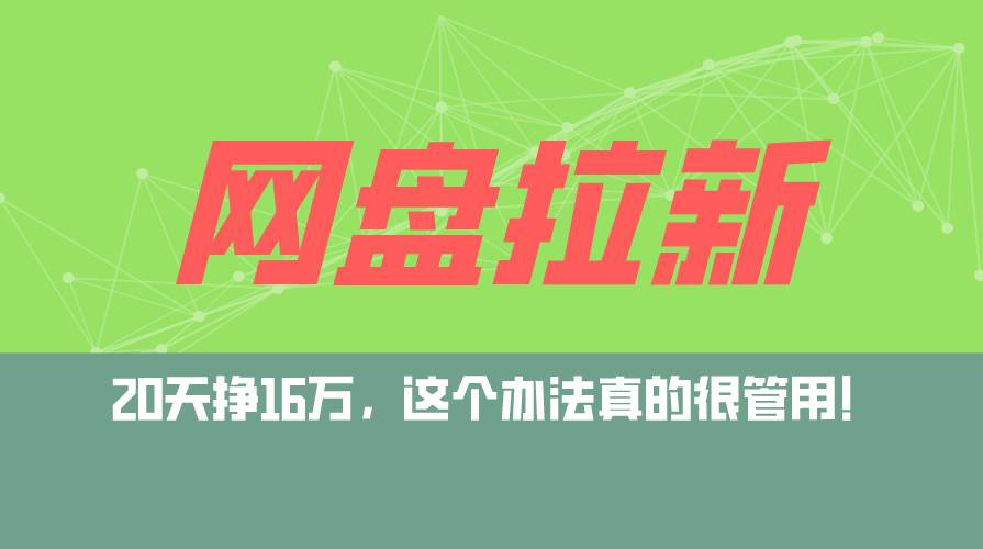 （12294期）网盘拉新+私域运营玩法，零基础入门，小白可操作，当天见效，日入5000+-赛德副业库