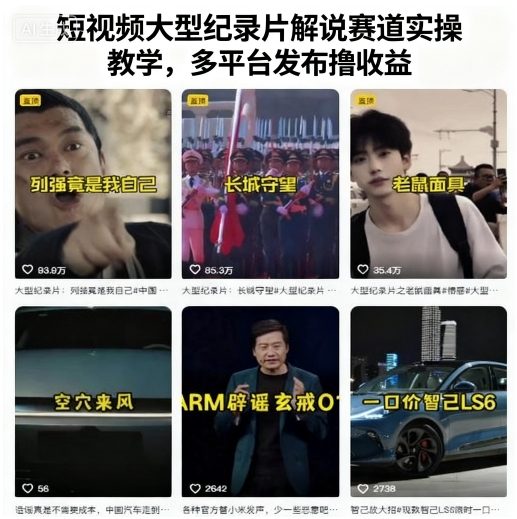 短视频大型纪录片解说赛道实操教学，多平台发布撸收益-赛德副业库