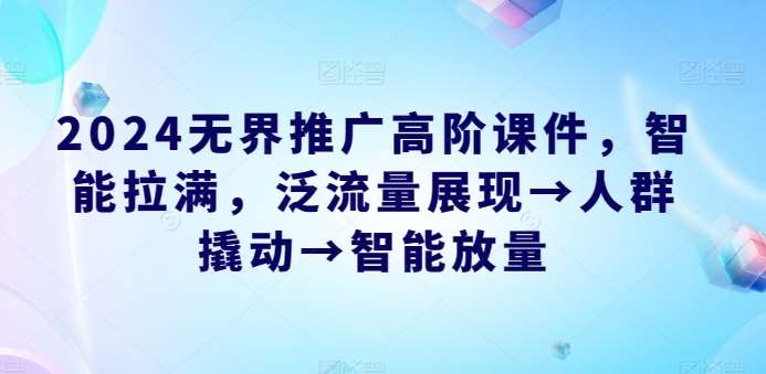 2024无界推广高阶课件,智能拉满,泛流量展现→人群撬动→智能放量-赛德副业库