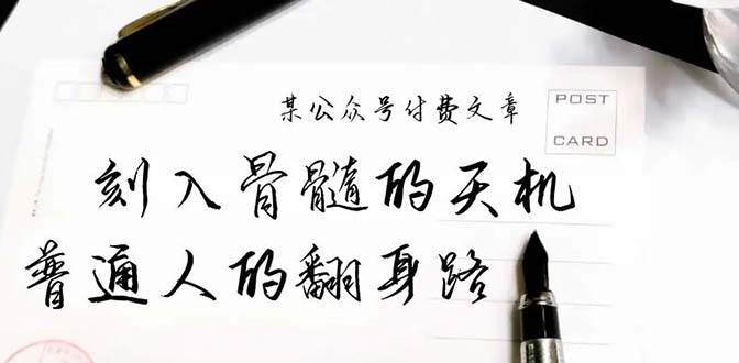 (9807期)某公众号付费文章:刻入骨髓的天机,揭露“普通人的翻身路” 这件通天大事-赛德副业库