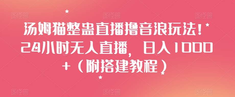汤姆猫整蛊直播撸音浪玩法！24小时无人直播，日入1000+（附搭建教程）【揭秘】-赛德副业库