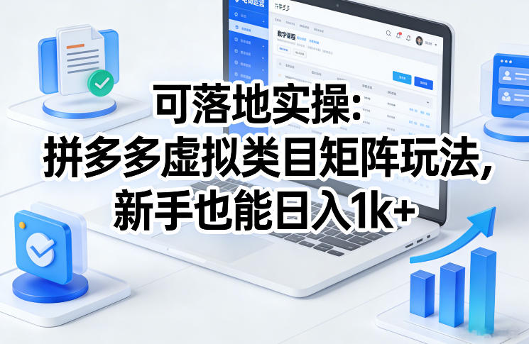 可落地实操：拼多多虚拟类目矩阵玩法，新手也能日入1k+【揭秘】-赛德副业库