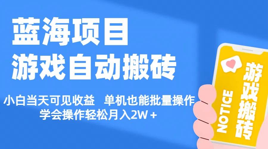 （11265期）【蓝海项目】游戏自动搬砖 小白当天可见收益 单机也能批量操作 学会操…-赛德副业库