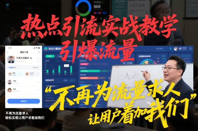 热点引流实战教学，引爆流量，不再为流量求人，轻松实现让用户求着加我们-赛德副业库