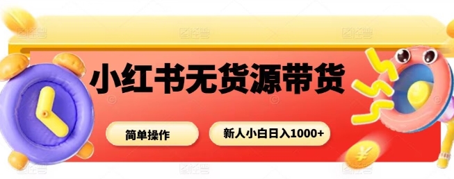 小红书无货源带货项目，简单无脑，新人小白日入多张-赛德副业库