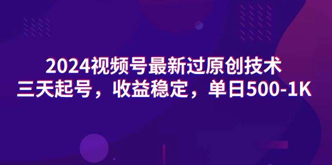 （9506期）2024视频号最新过原创技术，三天起号，收益稳定，单日500-1K-赛德副业库