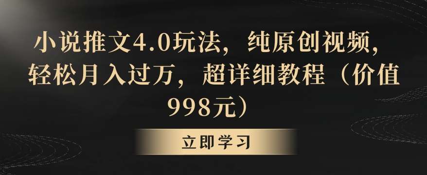 小说推文4.0玩法，纯原创视频，轻松月入过万，超详细教程（价值998元）【揭秘】-赛德副业库