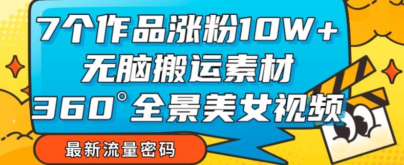 7个作品涨粉10W+，无脑搬运素材，全景美女视频爆款玩法分享【揭秘】-赛德副业库