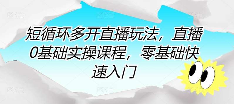 短循环多开直播玩法，直播0基础实操课程，零基础快速入门-赛德副业库