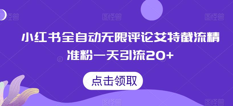 小红书全自动无限评论艾特截流精准粉，一天引流20+【揭秘】-赛德副业库